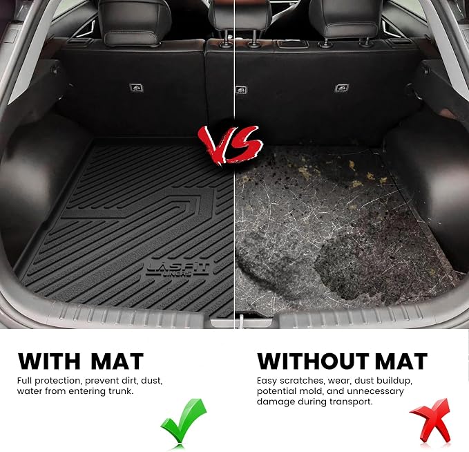 LASFIT Cargo Mat for Kia NIRO 2026 2025 2024 2023 (Fit EV & Hybrid, Not Fit PHEV), All Weather TPE Custom Fit Easy Clean Car Trunk Mat for Kia NIRO EV 2023-2026 Cargo Liner, Black