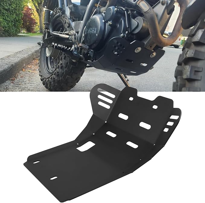 Motorcycle Skid Plate Replacement for Yamaha TW200 1987-2025 Under Engine Protection Aluminum Bash Plate(Black)