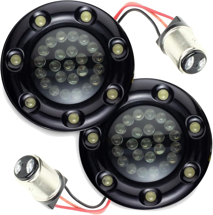 Eagle Lights 2 Inch Bullet Rear Infinity Beam LED Turn Signals and Brake Lights with LED Ring Covers for Harley Davidson - Black / 1157 Base