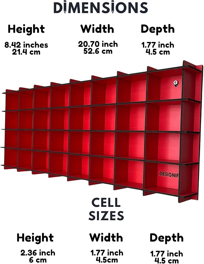 32 / 6 Color Mini Helmet Display Case, Wall Mount Mini Football Helmets,Football Helmet Display Case,Mini Football Helmet (RED)