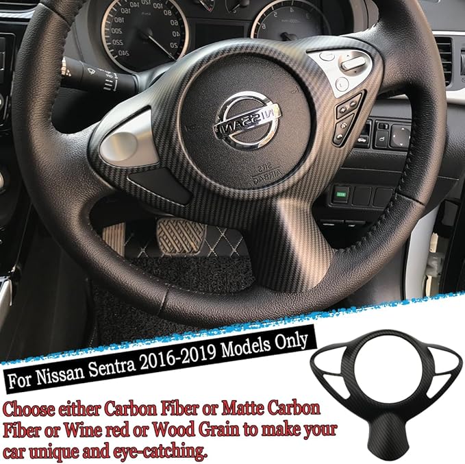 Steering Wheel Button Frame,for Nissan Sentra 2016 2017 2018 2019 - ABS Matte Carbon Fiber Sport Steering Wheel Frame Cover Steering Wheel Button Wrap Accessories