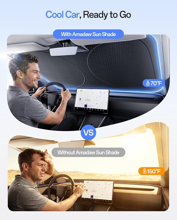 Windshield Sun Shade for Nissan Rogue 2008-2026, Custom Fit Sunshade, 100% UV Block & Heat Insulation, Foldable Car Sunshade with Storage Bag, Protect Interior Accessories