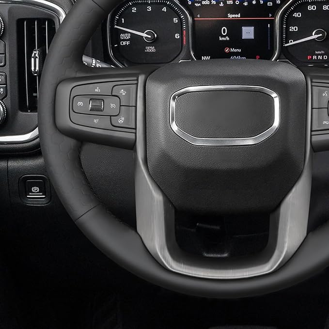MEWANT DIY Stitching Car Steering Wheel Protector Wrap Cover for GMC Sierra 1500 2019-2023 / Sierra 1500 Limited 2022 / Sierra 2500 2020-2024 / Sierra 3500 2020-2024 / Yukon (XL) 2021-2023 Accessories
