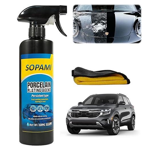 Car Coating Spray, SOPAMI 3-in-1 High Gloss Polish Scratch Remover, Waterless Car Wax Spray for Shine Protection, Nano Hydrophobic Quick Detailer for Paint, Glass, Plastic Metal Surfaces (1)
