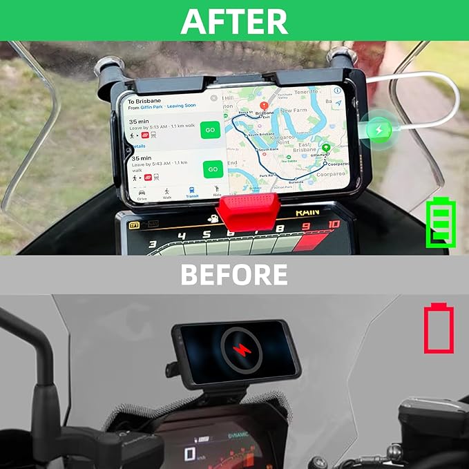 GPS Mobile Phone Motorcycle Navigation Bracket Wireless Charging Support with Two USB for BMW R1300GS R1200GS ADV R1250GS CRF1000L S1000XR F900R F900XR F850GS F800GS F750GS F700GS