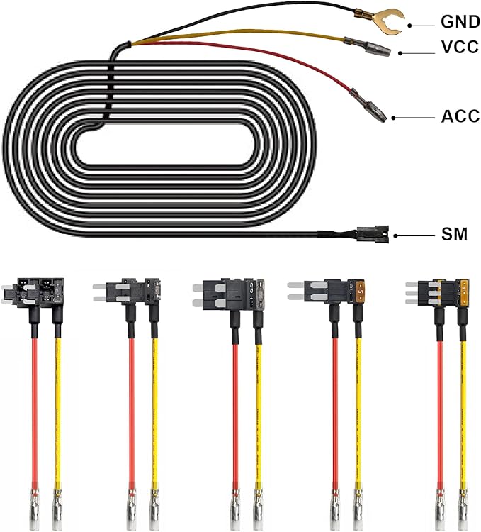 Fuse Box Power Adapter for mangoal Dash Cams, Upgrade Parking Monitoring, Hardwire Wire Kit Accessories(16.40 ft)