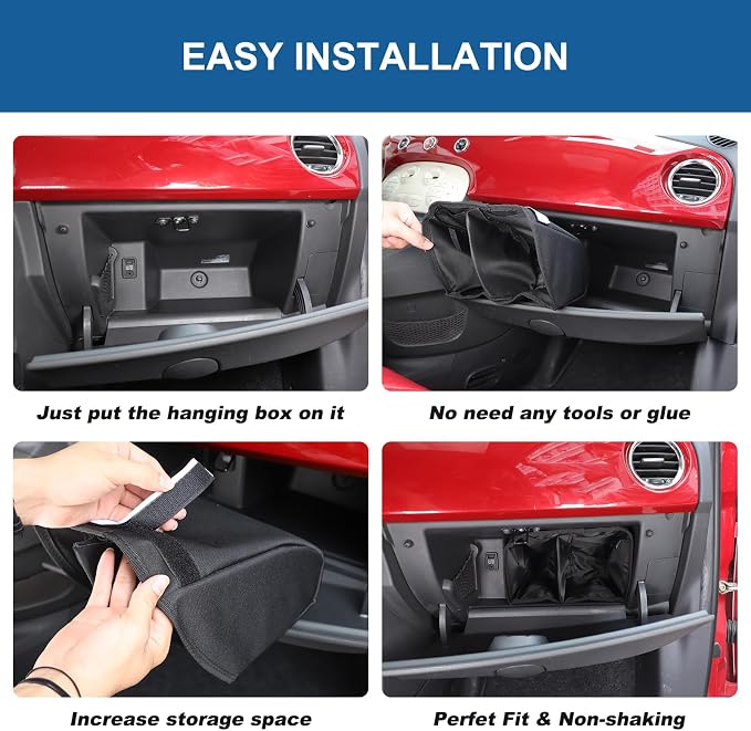 Car Glove Box Organizer Bag Compatible with Fiat 500 2007-2015 Accessories Car Glove Insert Compartment Bag Interior Accessories