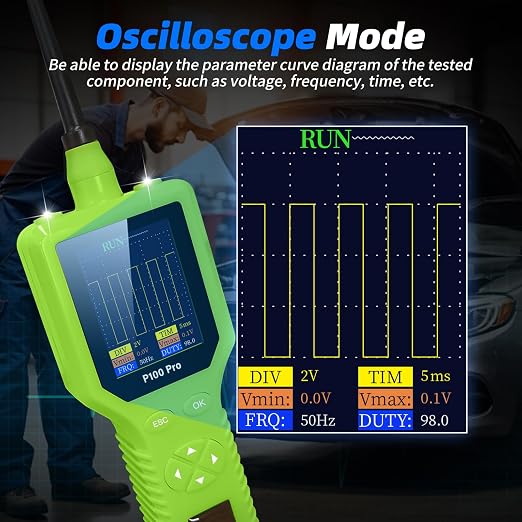Intelligent Automotive Circuit Tester 9V-30V Vehicle Electrical System Tester with 2.4 Inch LCD Screen, Multimeter Oscilloscope Function for Car Circuit Detection