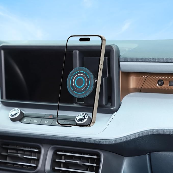 Car Dashboard Hidden Screen Drawer Organizer with Magnetic Suction Phone Holder Compatible with Ford Maverick 2022-2024, Multimedia Display Right Side Panel Storage Box Dash Cubby Insert Accessories