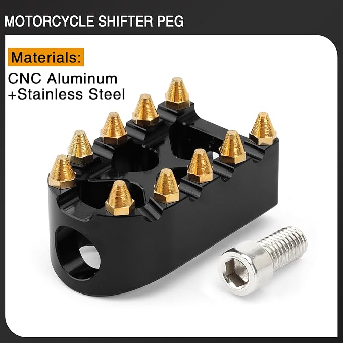 Wide Foot Pegs MX Mini Floorboards Footrest Gear Shifter Peg for Harley Dyna Street Bob Sportster 883 Touring Road Glide Street Glide Fat Boy With Male Mount (Gold black)