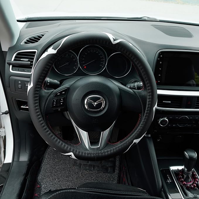 Mountains, Adventure, Outdoors, Camper, Hiking, Mountain Car Leather Steering Wheel Cover - 15-inch Universal Microfiber- Soft & Breathable & Silicone Anti Slip Auto Steering Wheel Wrap