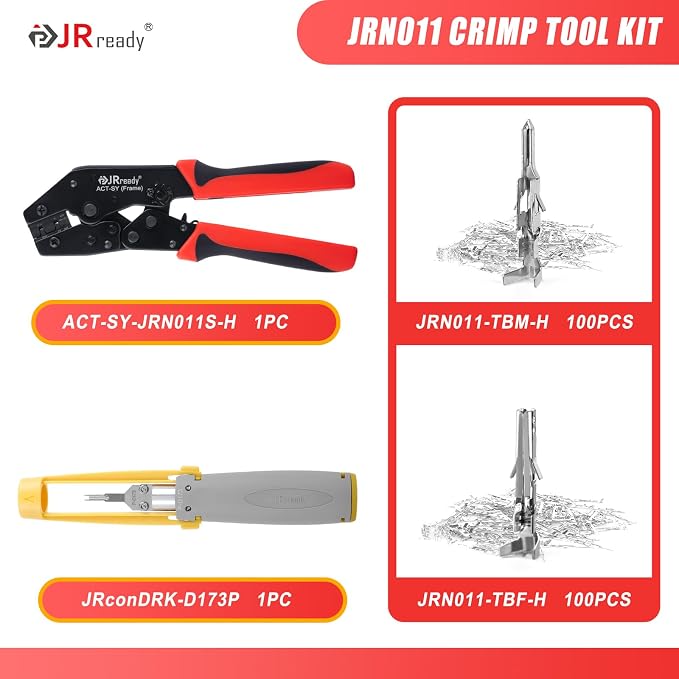 JRready ST6545 Mini-Fit Jr. Ratchet Crimper Pin Extractor Tool Kit with 100Pairs Terminals 18-24AWG Electrical Automotive Wire Pin and Socket Standard Molex 4.2mm Pitch