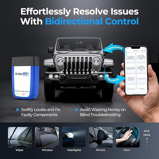 VGATE vLinker BM+ Bluetooth Pro OBD2 Scanner for Car Diagnostic Scan Tool and Check Engine Light Code Reader Wireless OBDII Auto Diagnostic Scanner Tool for iOS, Android and Windows