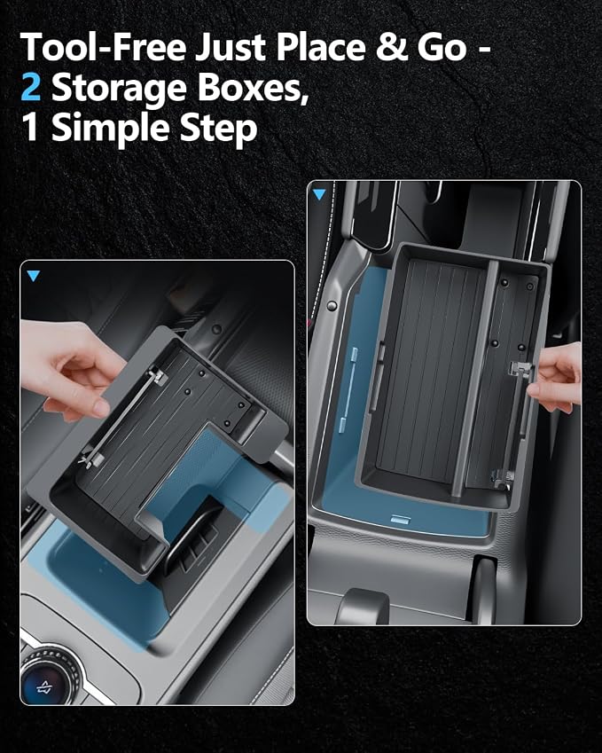 SKTU 2-Pack for 2025 2026 VW Tiguan Center Console Organizer for 2025 2026 Volkswagen Tiguan Front Console Tray VW Tiguan 2025 2026 Accessories Durable ABS Insert Console Tray Front Console Organizer