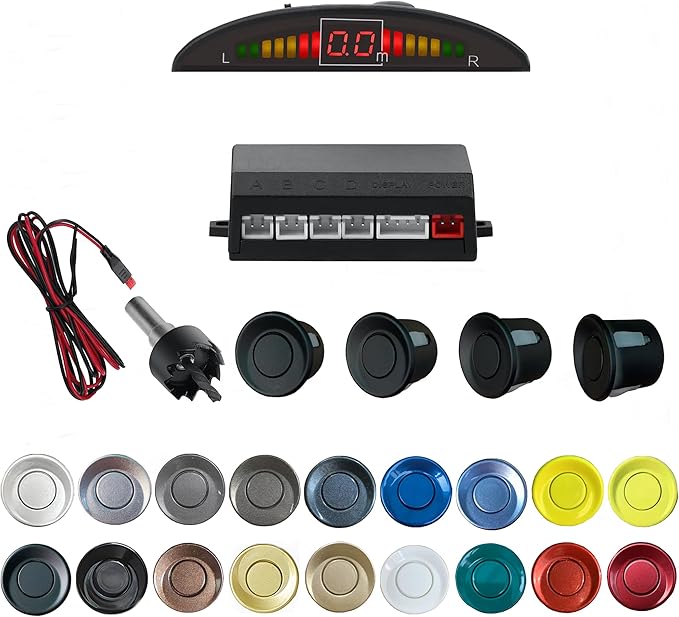 Parking Sensor Kit Backup Sensor Kit Reverse Sensor for Car 18 Color Options for Probes Adjustable Alarm Volume Professional Sensore de Reversa para Carro Safe Driving Assistant(Matte Black)
