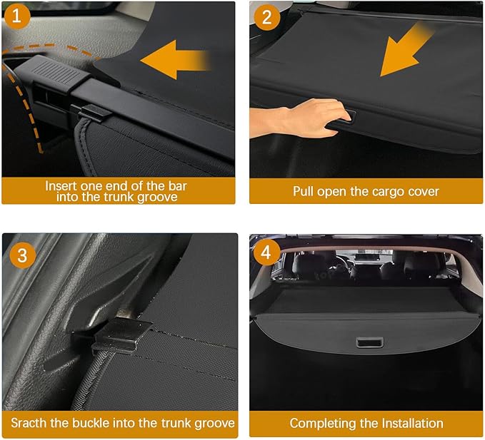 Cargo Cover for Dodge Durango 2025, Retractable Cargo Cover for Dodge Durango 2011-2025 (Not fits 2025 R/T) Trunk Cover for 2025 Dodge Durango Accessories (Install on 3rd Row Position)