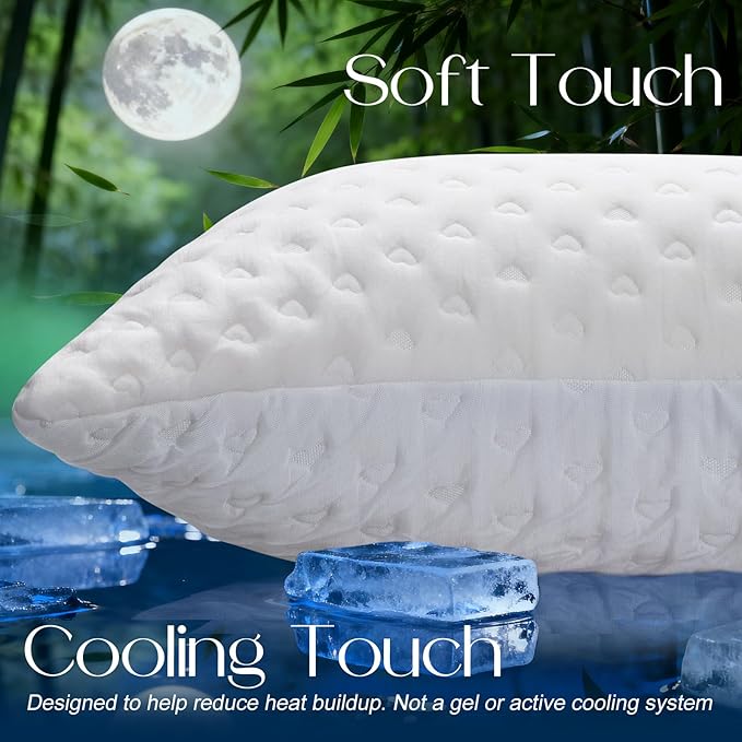 Side Sleeper Pillows for Neck & Shoulder Comfort - Ergonomic Curved Crescent Design, Adjustable Shredded Memory Foam, Cooling & Soft Cover, Extra Fill Included, Standard Size