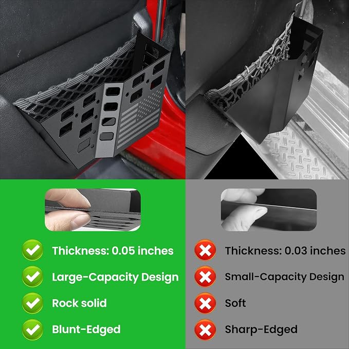 DIAMOOKY Metal Rear Door Pocket Storage Box for Jeep Wrangler JK JKU 2018 2017 2016 2015 2014 2013-2007 2/4 Door Accessories, Door Organizer Molle Panels, Flag, 2PCS