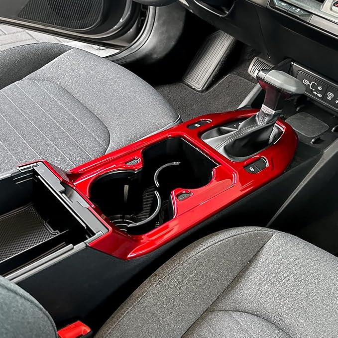 Car Center Console Gear Shift Panel Cover & Water Cup Holder Frame Trim - Compatible with KIA K4 2024-2026 Accessories-red
