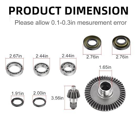 Rear Differential Bearing and Seal Kit & Final Drive Ring Pinion Gear for Honda Rancher 350 400 TRX350FE FM TE TM TRX400FA FGA 2000-2007