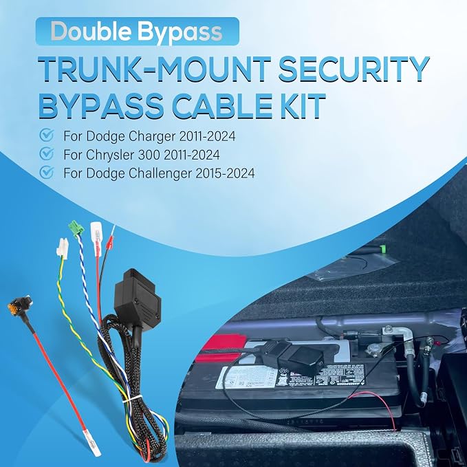 Double Bypass Trunk-Mount Security Gateway Bypass Cable Kit OBD2 Plug-in Device Fit for Dodge Charger Chrysler 300 2011-2024, for Challenger 2015-2024
