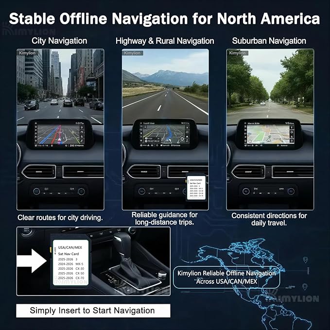 Upgraded Navigation SD Card - KR9D66EZ1B, GPS SD Map Card Compatible with 2025-2026 CX-50/3 / CX-30 / CX-70, 2024-2026 MX-5, USA/CAN/MEX Maps