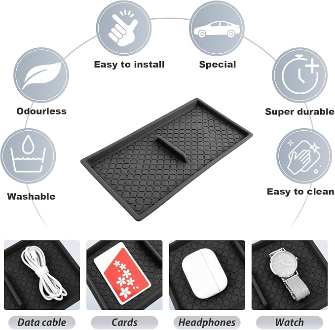 SKTU for 2026 Nissan Pathfinder Wireless Charging Mat 2026+ Pathfinder SV Wireless Charging Pad Nissan Pathfinder 2026 Accessories Rubber Non-Slip Console Mat (Only for Pathfinder SV)