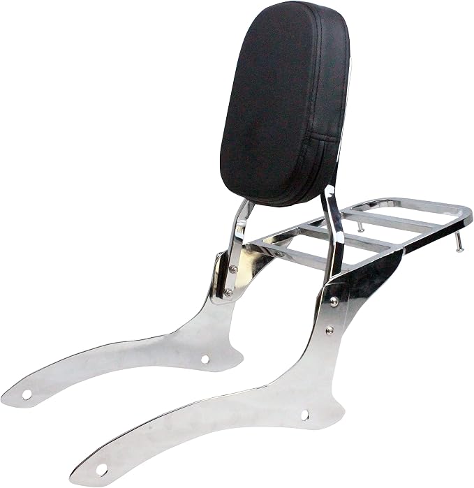 YHMOTO Sissy Bar Backrest + Luggage Rack Combo Fits for 2000-2011 Yamaha V-Star XVS 1100 Classic Dragstar XVS 1100 Classic (Chrome)