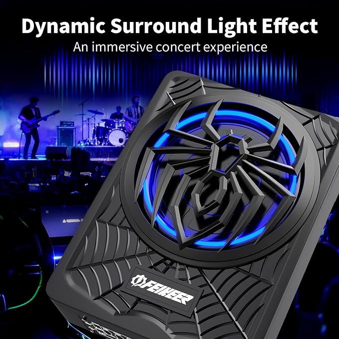 NEW 10" Slim Under Seat Powered Car Subwoofer with Built in Amp.All-in-One Subwoofer and Amp Package for Car/Truck/SUV Audio System,Individual Control for Low Pass/Gain/Boost Bass.Deep Bass Perfect