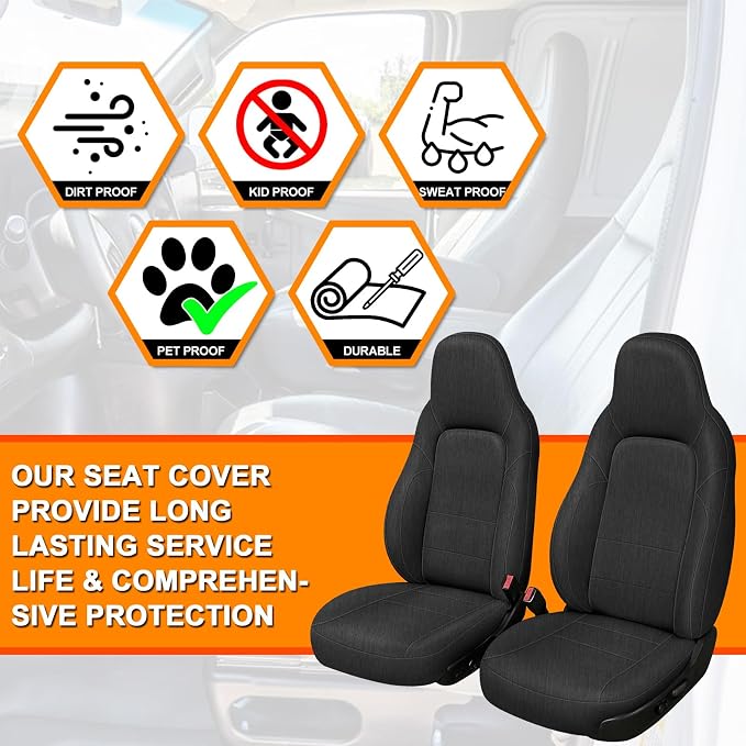 Front Seat Covers Compatible with 2005-2013 Chevy Corvette C6 (Not for Grand Sport), Heavy Duty Cationic Linen Fabric Seat Protector