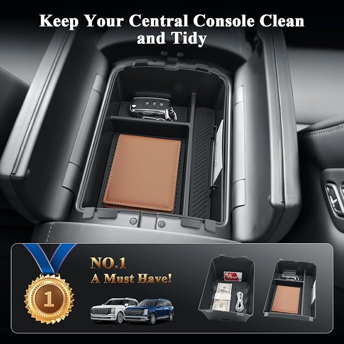 BIBIBO 2Packs for 2026 Hyundai Palisade Center Console Organizer 2026 Hyundai Palisade Calligraphy Console Tray 2026 Palisade Console Insert Tray 2026 Palisade (ONLY FIT 7-Seats Palisade Calligraphy)