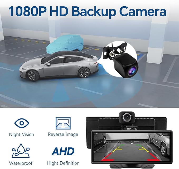 Haudio Portable Wireless Carplay Car Stereo, 10.26" HD Touchscreen for Car with Apple CarPlay & Android Auto with Backup Camera, GPS, Bluetooth, Voice Control, Mirror Link, FM, AUX, Universal Fit