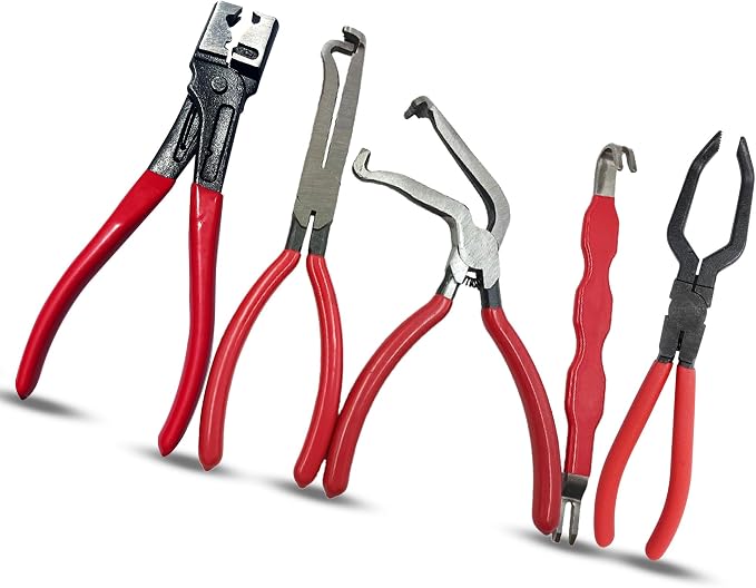 Electrical Disconnect Pliers for Cars 5-Piece - Electrical Connector Disconnect Tool Set, Automotive Plug Connector Separator Removal Tool & Hose Clamp Pliers(Straight+60 Degree)