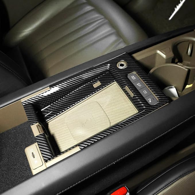 YOUTOOCAR Center Console Wireless Charging Pad Frame Cover Trim Compatible with Kia EV9 2024-2025 Accessories (Carbon Fiber Pattern)