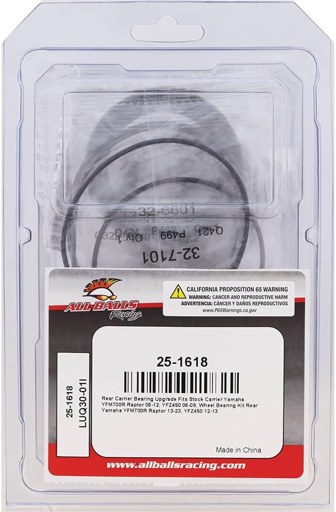 Wheel Bearing Kit Rear Compatible with/Replacement for Yamaha Yfm700R Raptor 13-17, Yfz450 12-13, 25-1618