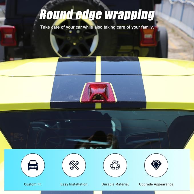 Roof Top Backup Cameras Cover Trim Compatible with C8 Corvette Convertible Z06 Z51 2020-2023 Real Carbon Fiber 1PCS Reversing Camera Protection Cover Trim Accessories (Red Carbon)