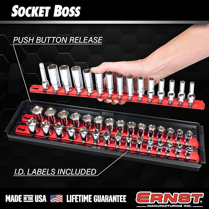 ERNST Socket Boss Combo 3-Pack, Hi-Viz Ratchet Socket Organizer(8512HVA) - Made in the USA