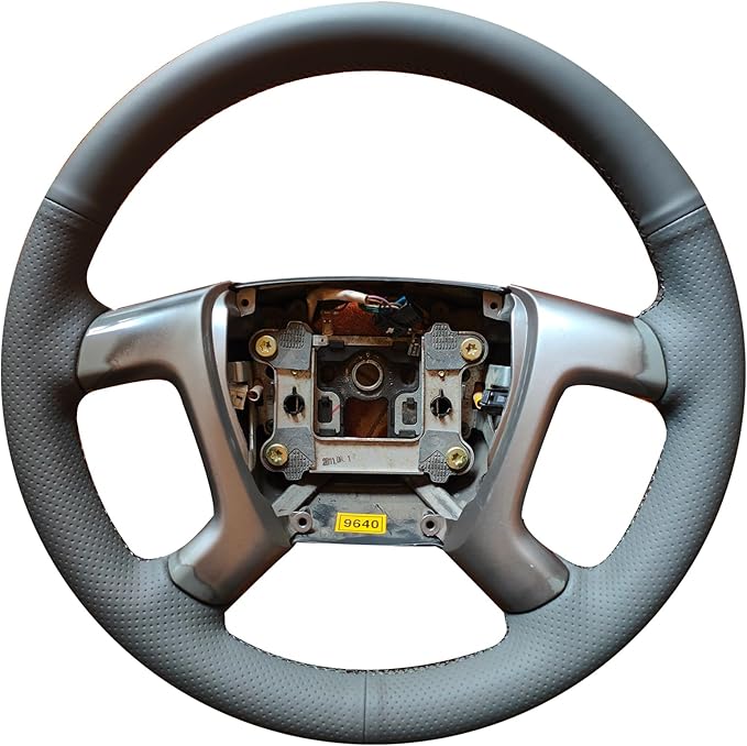 Loncky Leather Steering Wheel Cover for Chevrolet 2008-2013 Silverado 1500 /Silverado 2500 3500/2007-2014 Tahoe/2007-2014 Suburban 1500/2007-2013 Avalanche 1500/2009-2015 Traverse/Express (1, b)