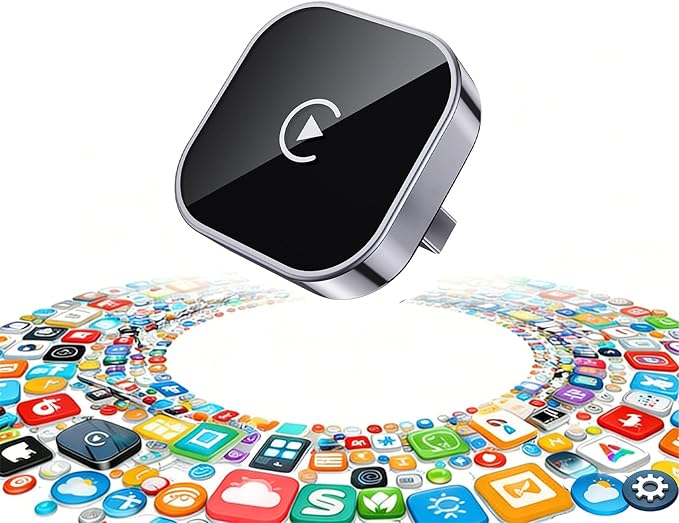 Wireless CarPlay Adapter & Android Auto Dongle, Shiny Silver，Fast Auto-Connect, Compact Plug & Play Wireless CarPlay Converter for iPhone & Android, USB/USB-C, No Delay, Seamless Reconnection