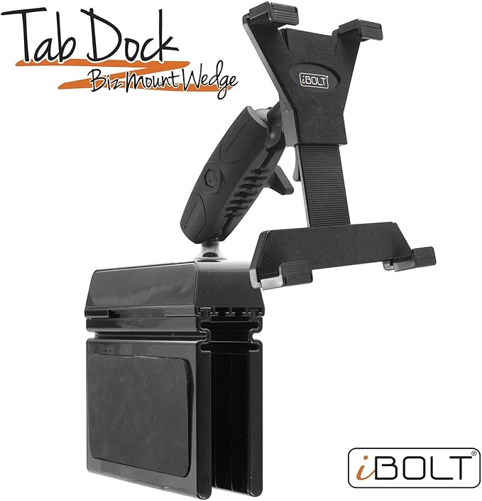 iBolt TabDock Bizmount Wedge - Heavy Duty Vehicle Console Mount for All 7" - 10" Tablets (iPad, Nexus, Samsung Tab). Great for Work, Personal, and Business Vehicles