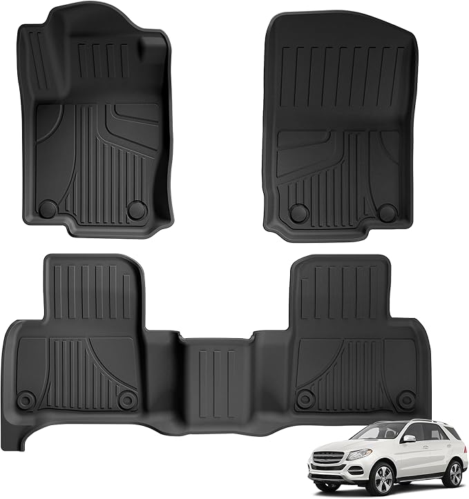 Floor Mats for Mercedes Benz GLE 2016-2019 & ML Class 2012-2015 350/400 | 63 AMG S, All Weather TPE Floor Liners Custom Fit GLE & ML Car Mats, Black