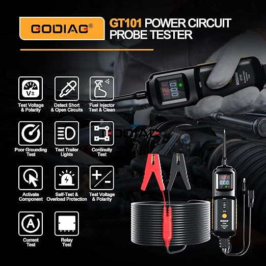 Multifunctional Power Circuit Probe Tester DC Voltage 12V to 40V, 20FT Extension Wire, Grounding Testing, Component Activation, Short Circuit Positioning, Continuity Testing