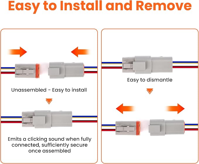 6 Sets Deutsch 4 Pin Connector Kit - Waterproof Electrical Connectors 18 AWG, IP67 Automotive Wire Connectors (Male & Female) for Car, Truck, Boat
