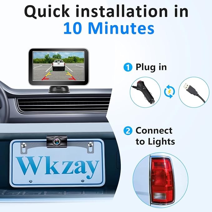 1080P HD Wireless Backup Camera 7 Inch: Clear Real-Time Rear View for Towing Campers, Trailers and 5th Wheels - Auto Night Vision, 12-Mins Easy Install for Truck & RV Owners