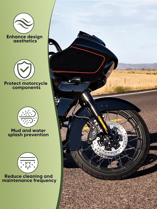 Front Fender for Harley Touring Street Glide 2014-2026 Road Glide 2015-2026 | Custom Fit Steel Wrap Around Fender, Fits 17 18 19 21 Inch Wheels, Protects from Road Debris for long highway touring comfort