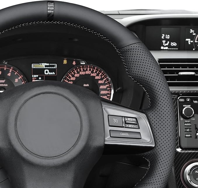 MEWANT Hand Stitch Steering Wheel Cover Wrap for Subaru WRX 2015-2021 / WRX STI 2015-2021 Steering Wheel Accessories for Subaru WRX