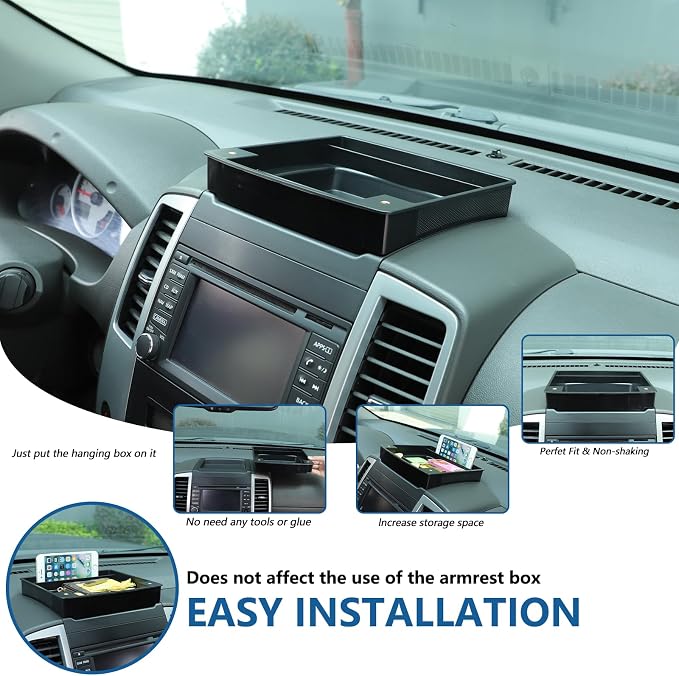Car Dashboard Storage Tray Compatible with Nissan Frontier 2009-2017 ABS Dashboard Non-Slip Storage Organizer Tray with Phone Holder Mount Interior Accessories (Style A)