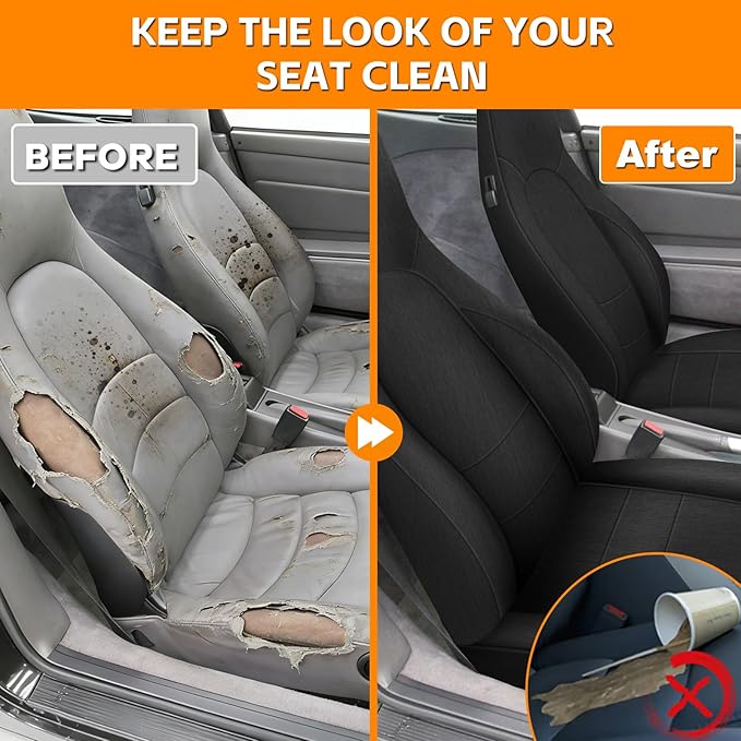 Front Seat Covers Compatible with 1985-1996 Porsche 911/912/924/928/944/968, Heavy Duty Cationic Linen Fabric Seat Protector