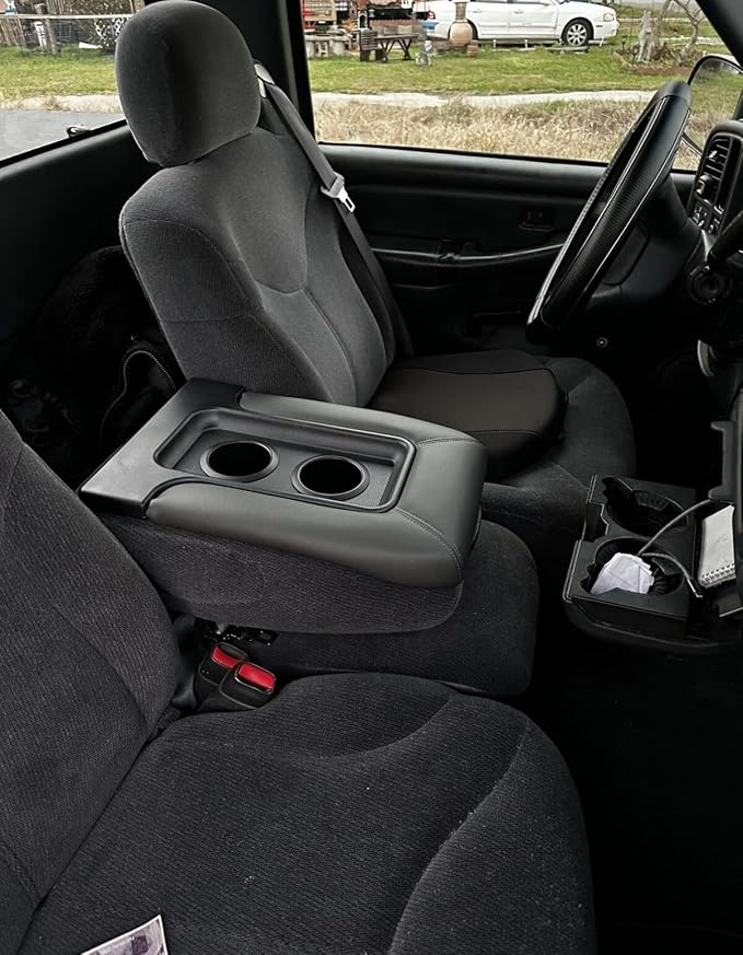 Made in U.S.A Center Console Middle Top Storage lid with Cup Holders arm Rest Complete Replacement Assembly Tan Beige Neutral FITS 1999-2007 Silverado Sierra Tahoe Avalanche Suburban