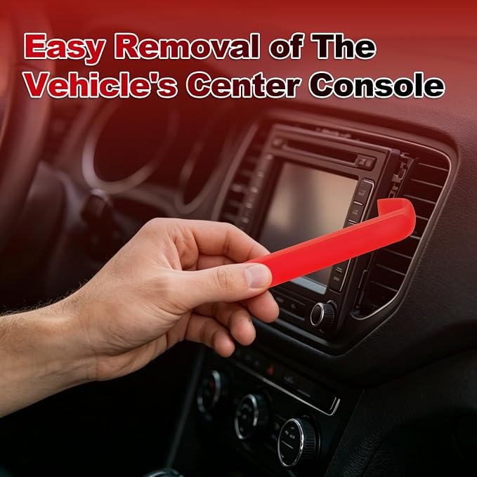 Keze 8 Pcs Auto Trim Removal Tool Kit with Non-Scratch Plastic Pry Tool & Fastener Clip Removal Tool Set for Car Panel Dashboard Door Clips and Upholstery Trim-Red